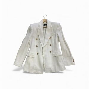 Zara Ivory Double-Breasted Blazer with Gold Buttons